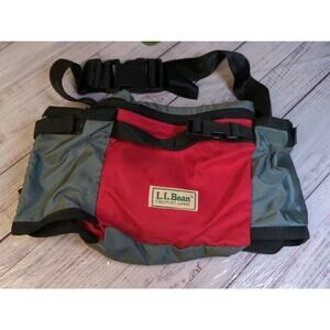 LL Bean Fanny Pack Waist Hip Lumbar Pad 2 bottle holder adjustable Vintage Red